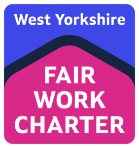 Pink black and purple Fair Work Charter logo